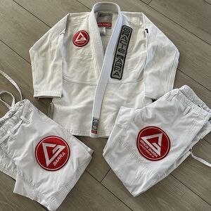 Gracie Barra GB1 Jiu Jitsu Gi Uniform Size A1 White BJJ Kimono Set Top 2 Pants
